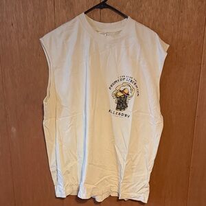 Allegory Theards of Times Sleeveless Graphic Tee in Cream